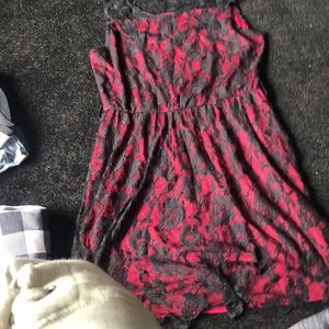 Red dress with black lace